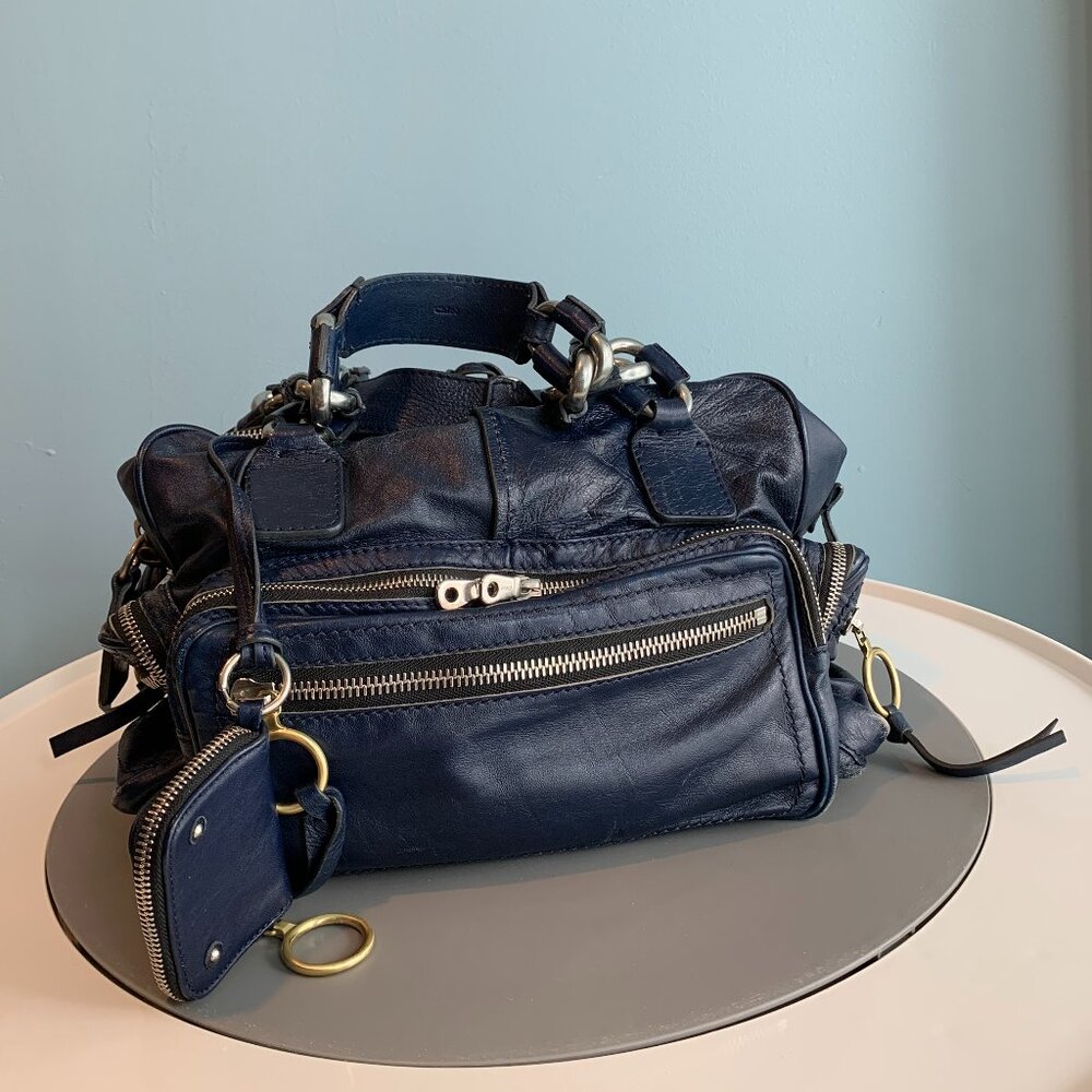 CHLOE Medium Blue Leather Multi-Pocket Bag